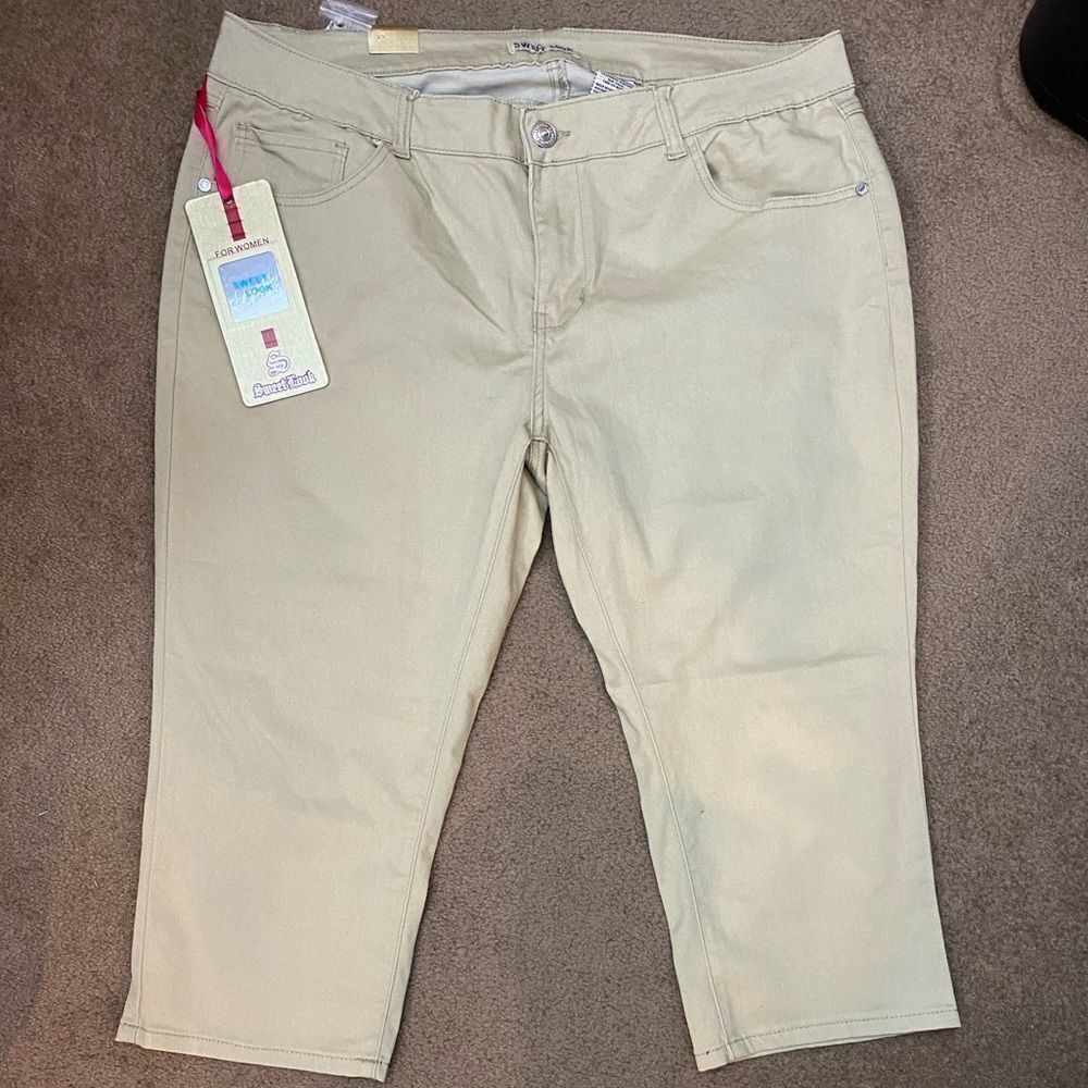 SWEET‎ Look size 22 Gold tan stretch cropped skinny jean Capri pants